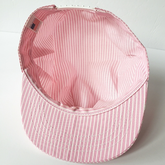 Striped Pale Pink Train Engineer Cap - Picture 6 of 8